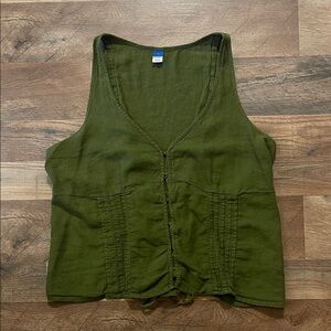 Olive Green Women's Corset Tank Linen blend Old Navy Large
